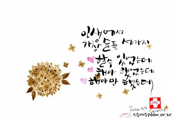 인생에서 가장 슬픈 세가지-할 수 있었는데, 해야 했었는데, 해야만 했는데